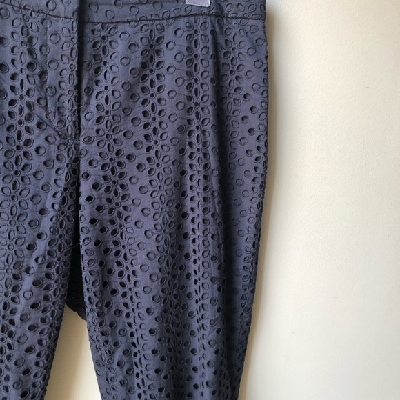 Crown & Ivy Navy Blue Eyelet Cotton Pants Size 12 - Picture 3 of 8